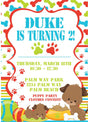 puppy birthday party invitations colorful dog bone design