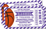 purple basketball birthday ticket invitations colorful admit one theme
