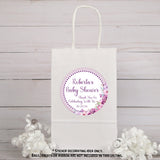 purple dotted border baby shower sticker