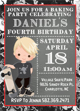 red black graffiti skateboard birthday invitations extreme sports theme