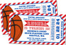 red blue basketball ticket birthday invitations