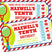 red blue yellow sports ticket party invitations tennis racket theme