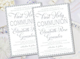 religious communion invitation cards with damask background design