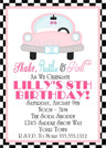 retro dinerbirthday invitations pink vintage car theme