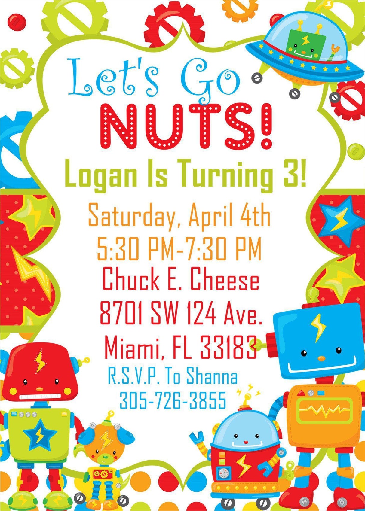 robot birthday party invitations colorful robot design