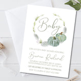 sage green pumpkin invitation cards elegant rustic style