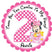 scalloped pink border Minnie themed party favor label