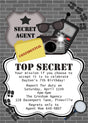 secret agent birthday party invitations spy gadget design