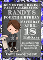 skater boy birthday party invitations blue black white design