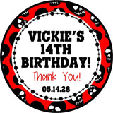 skull birthday favor stickers edgy gothic theme