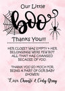 spooky cute baby shower thank you notes watercolor spiderweb theme