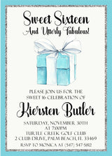 sweet 16 invitations tiffany blue gift box design