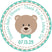 teal bow tie teddy bear baby shower sticker
