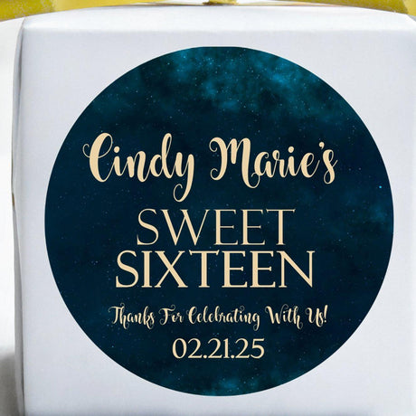 teal galaxy space theme sweet sixteen birthday sticker