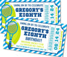 tennis ticket birthday invitations blue green sports design