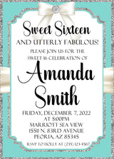tiffany blue silver invitation cards glamorous birthday celebration style