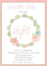 tropical luau birthday party invitations blush design