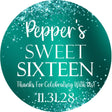 turquoise confetti effect sweet sixteen sticker design