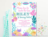 under the sea invitation cards girls birthday party style