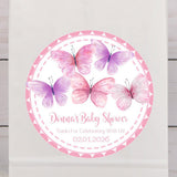 watercolor butterfly favor label for baby shower