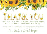 watercolor sunflower thank you notes country baby shower theme