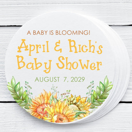 watercolor sunflower wreath baby shower sticker