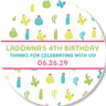 white background cactus themed birthday sticker