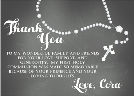 white chalkboard first holy communion thank you notes elegant style