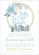 winter baby shower invitations blue snowflake design