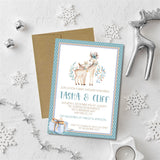 winter reindeer baby shower invitations christmas theme