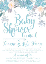 winter snowflake baby shower invitation cards blue holiday style
