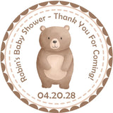 woodland bear baby shower sticker neutral