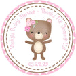 woodland girl bear baby shower sticker