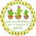 yellow cactus pattern party favor label